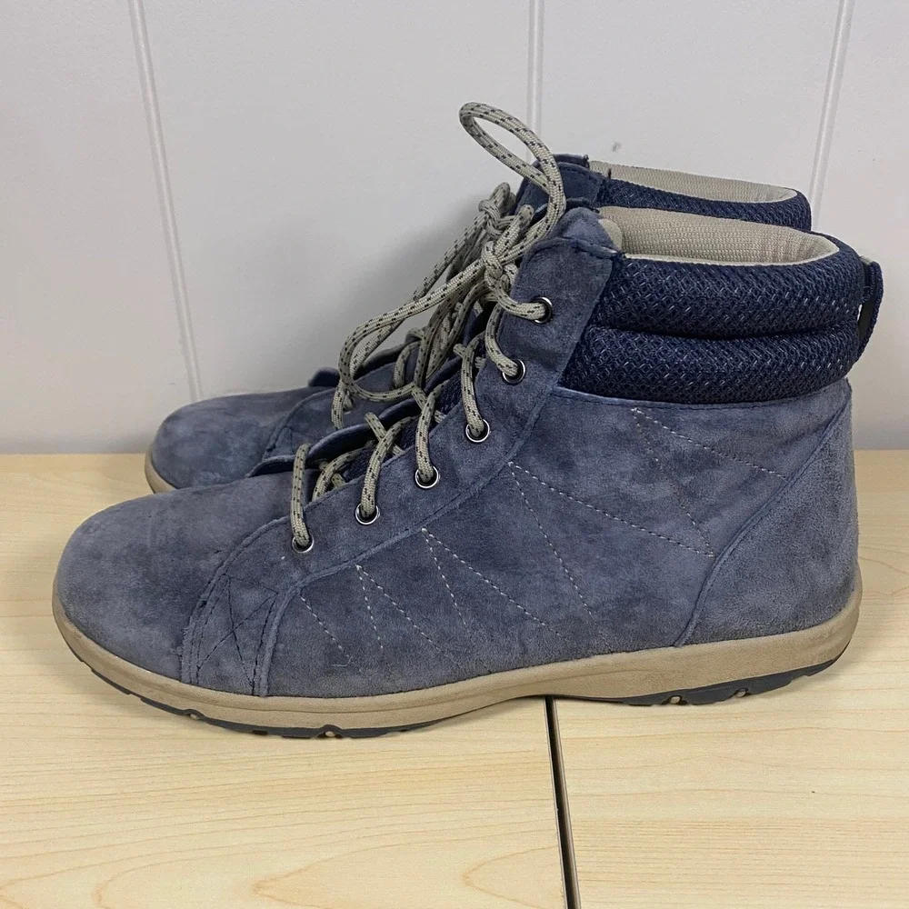 Duluth Trading Womens Blue Suede Mid Top Lace Up Hiking Boots Size 9 - Picture 7 of 12